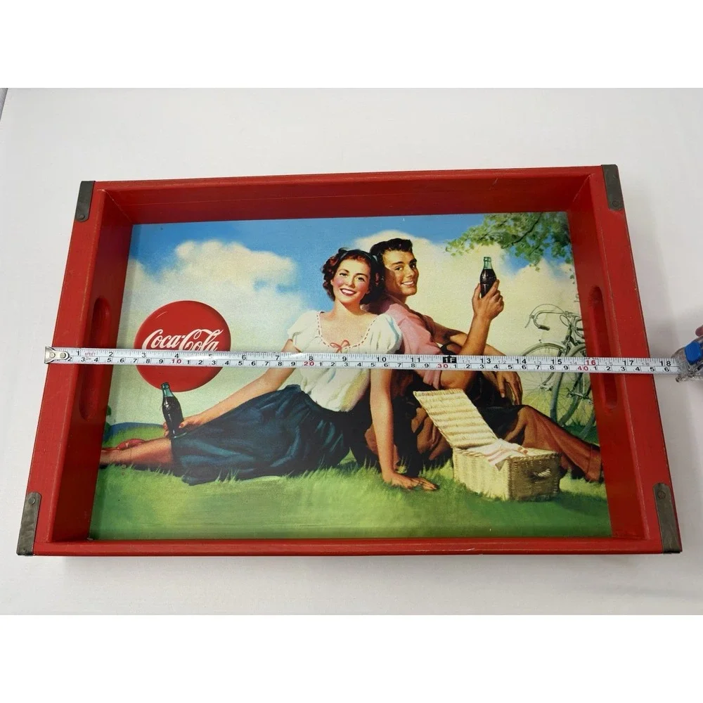Vintage Coca Cola Wooden Serving Tray Handles 18